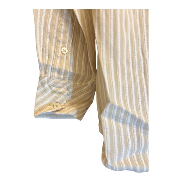 Indigo Palms Denim Co. Men’s Shirt Sz M Long Sleeve Striped Button up Tan/White - Picture 7 of 14